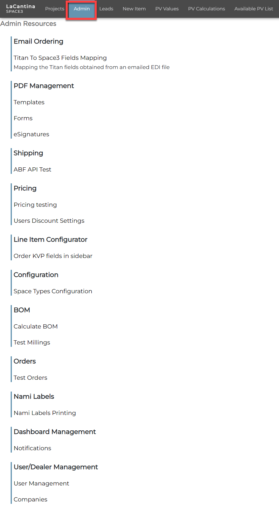 Admin | Space3 Documentation