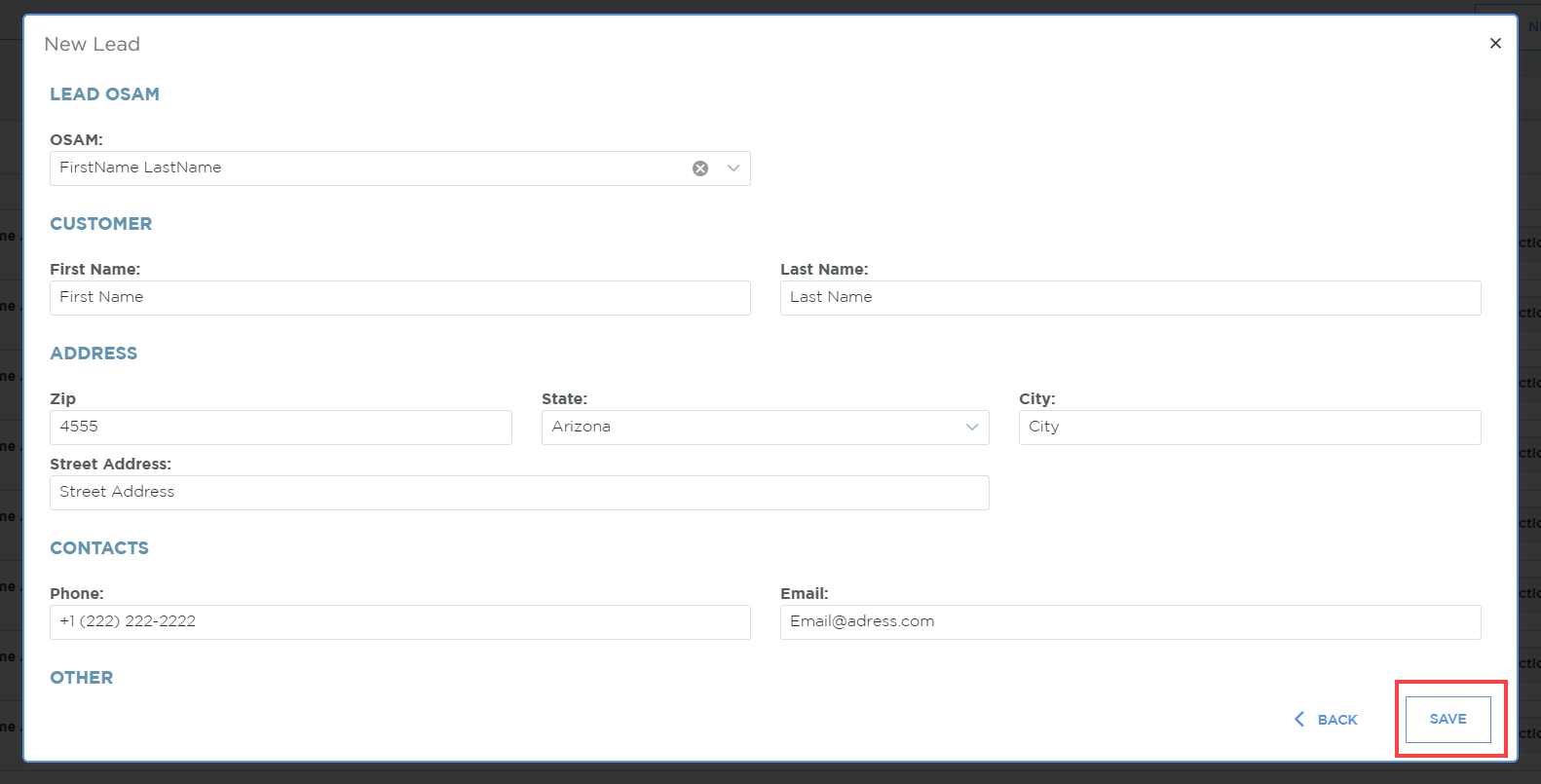 Creating New Leads | Space3 Documentation