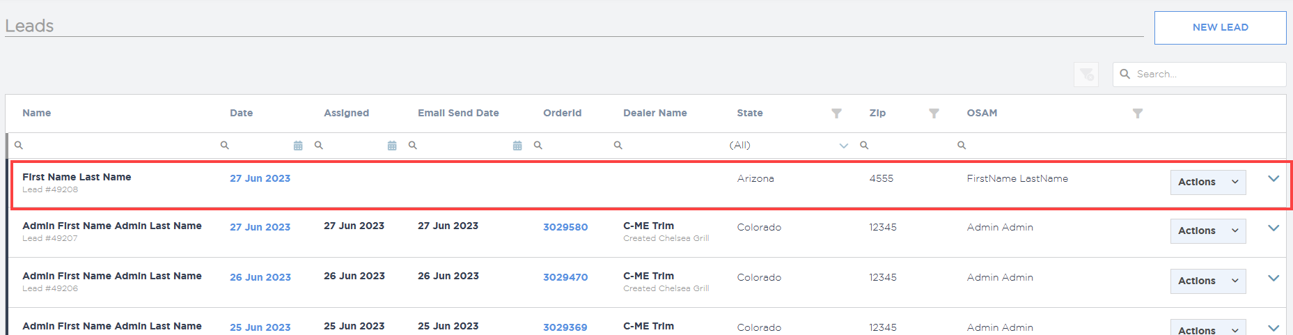 Creating New Leads | Space3 Documentation